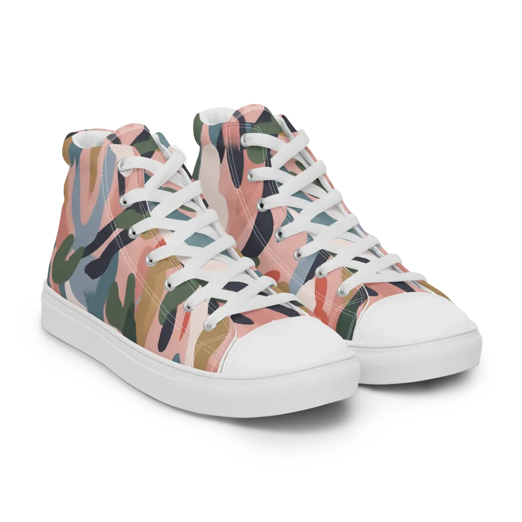 Blush Current on Men's High Top Canvas Shoes — Right Front