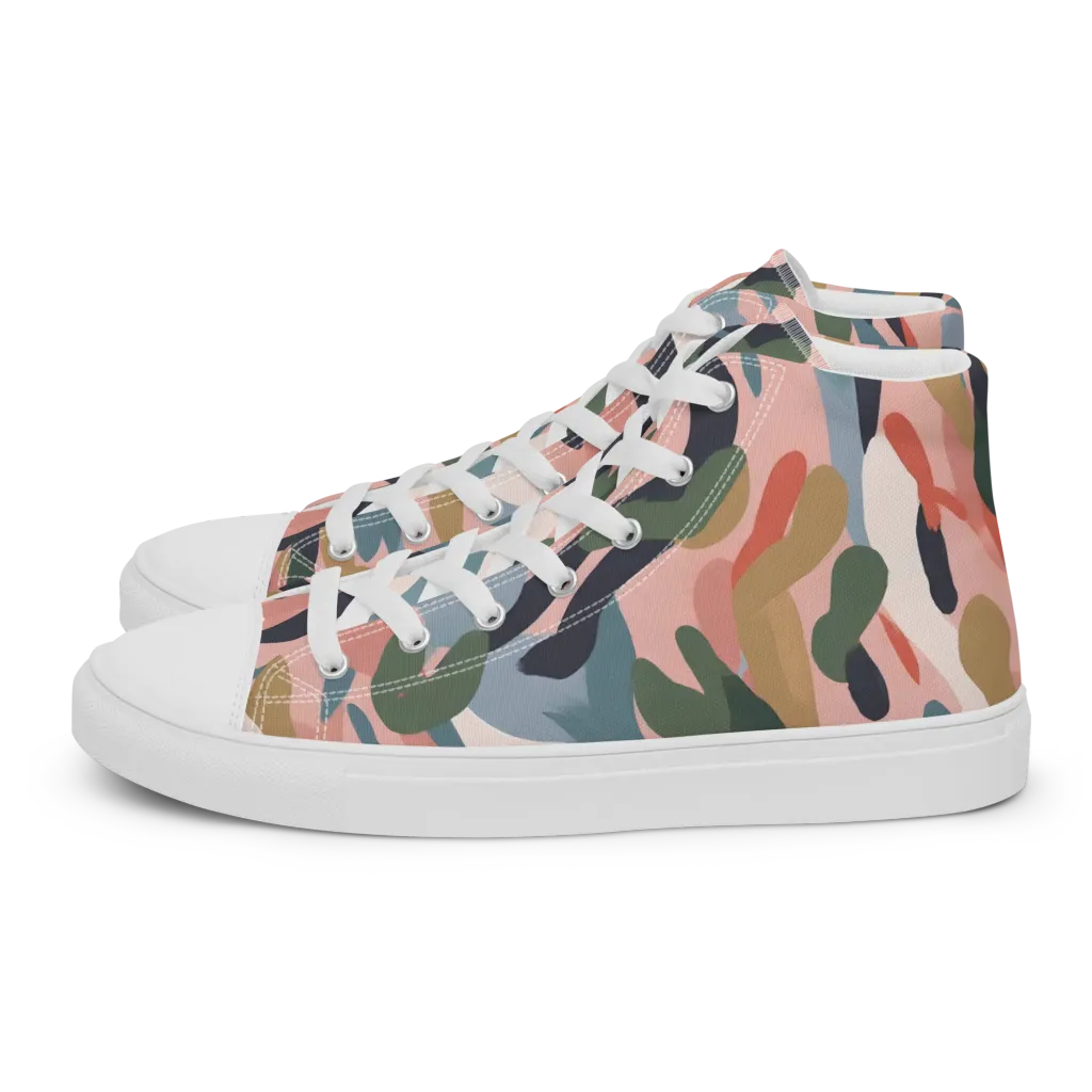 Blush Current on Men's High Top Canvas Shoes — Left