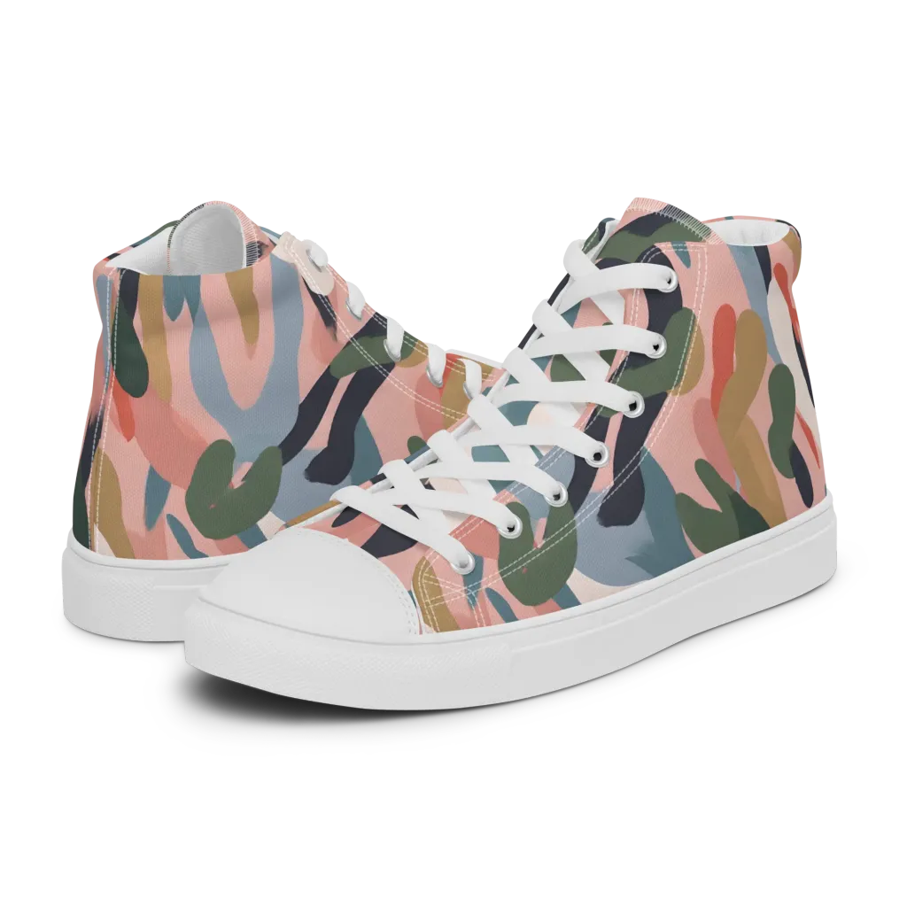 Blush Current on Men's High Top Canvas Shoes — Left