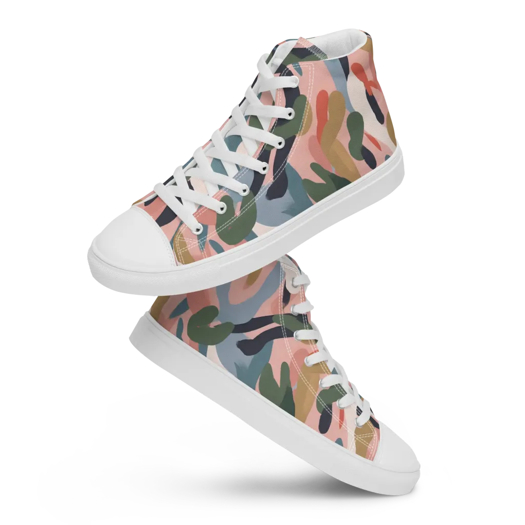 Blush Current on Men's High Top Canvas Shoes — Front