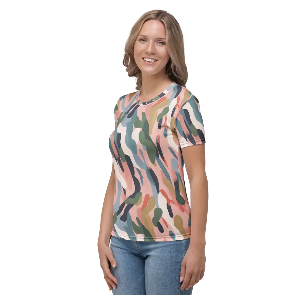 Blush Current on Women's Crew Neck T-Shirt — Left