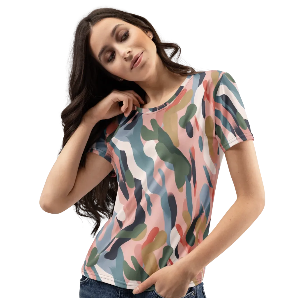 Blush Current on Women's Crew Neck T-Shirt — Left Front