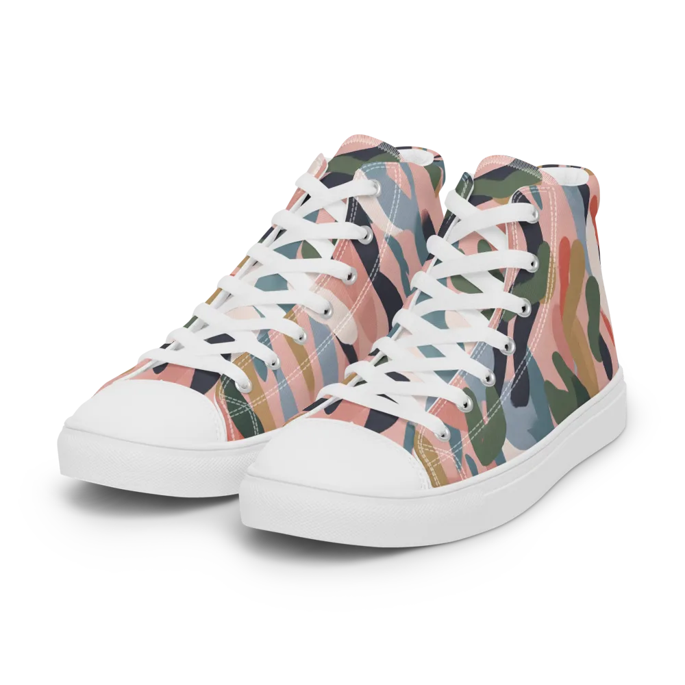 Blush Current on Women's High Top Canvas Shoes — Left Front