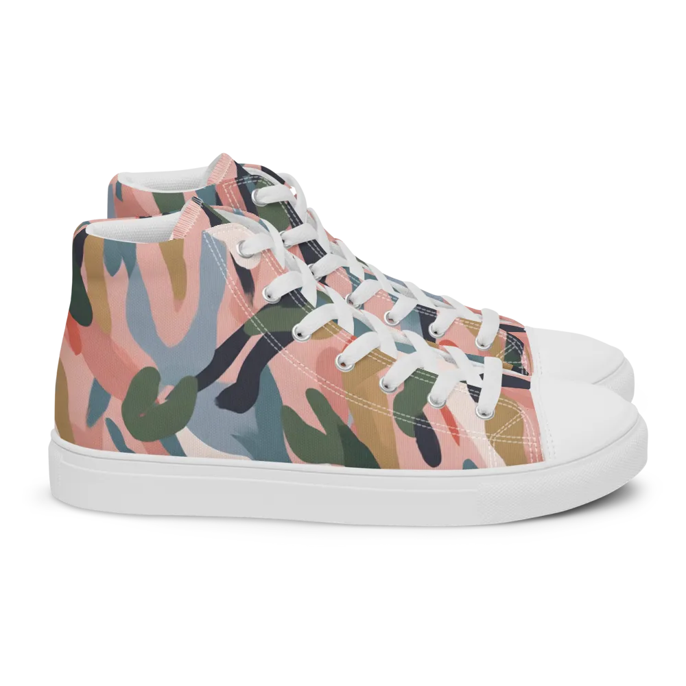 Blush Current on Women's High Top Canvas Shoes — Right