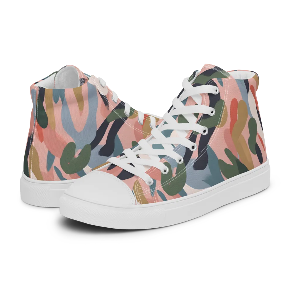 Blush Current on Women's High Top Canvas Shoes — Left