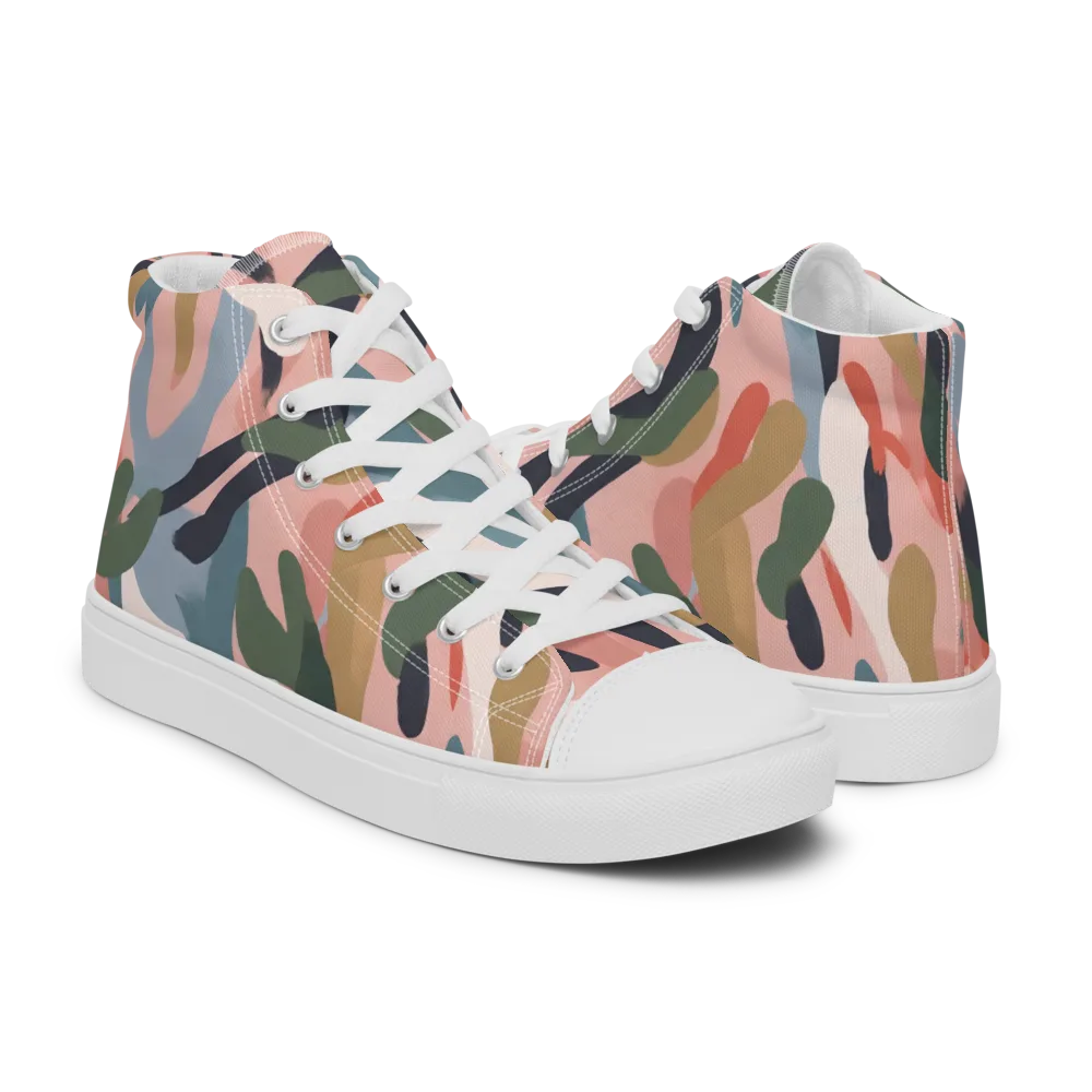 Blush Current on Women's High Top Canvas Shoes — Right