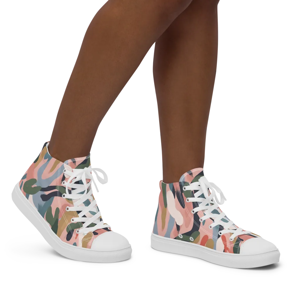 Blush Current on Women's High Top Canvas Shoes — Right