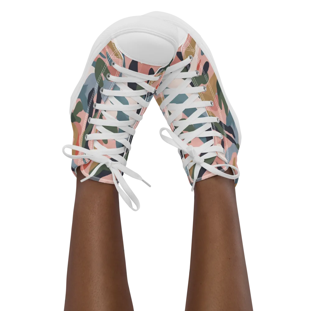 Blush Current on Women's High Top Canvas Shoes — Front