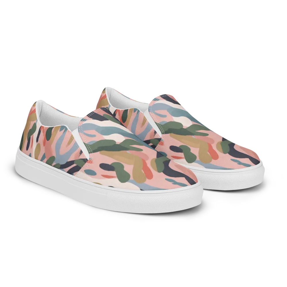 Blush Current on Men's Slip-On Canvas Shoes — Right Front