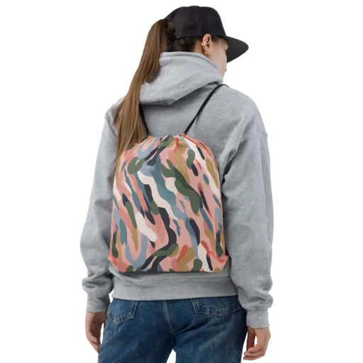 Blush Current on a Drawstring Bag
