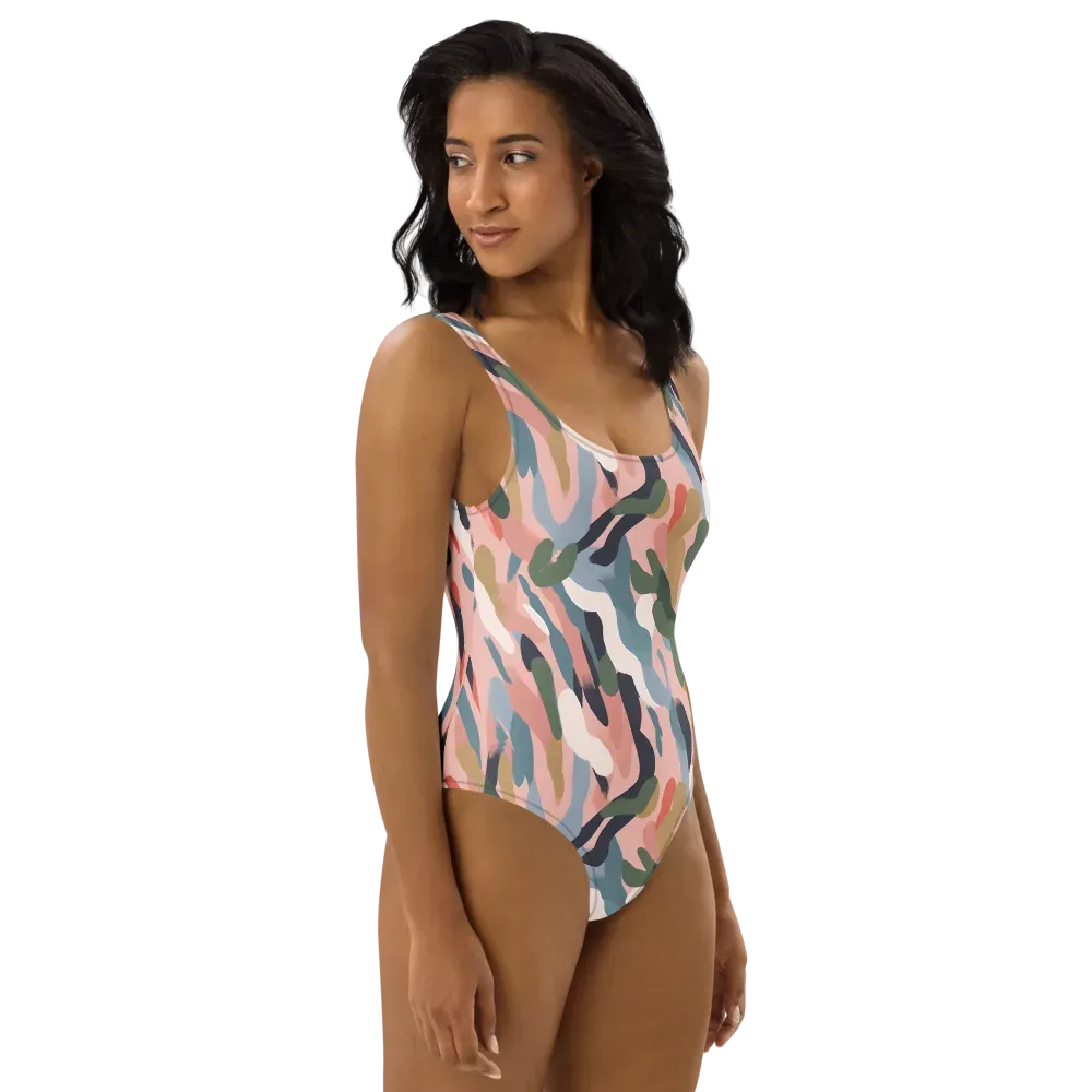 Blush Current on One-Piece Swimsuit — Right