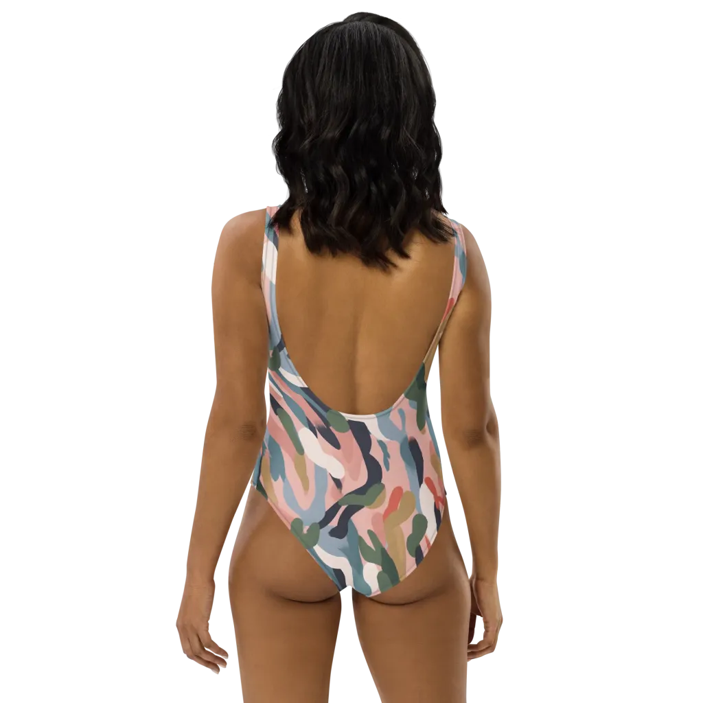 Blush Current on One-Piece Swimsuit — Back
