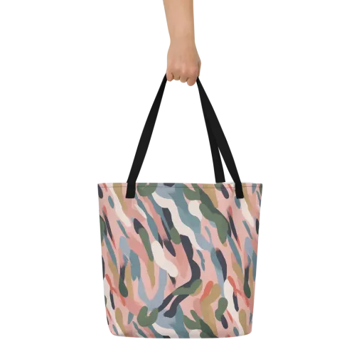 Blush Current on a Large Tote Bag W/ Pocket
