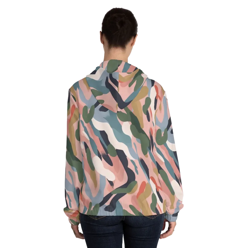 Blush Current on Women's Full-Zip Hoodie — Back On Person