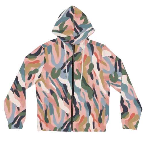 Blush Current on a Women's Full-Zip Hoodie
