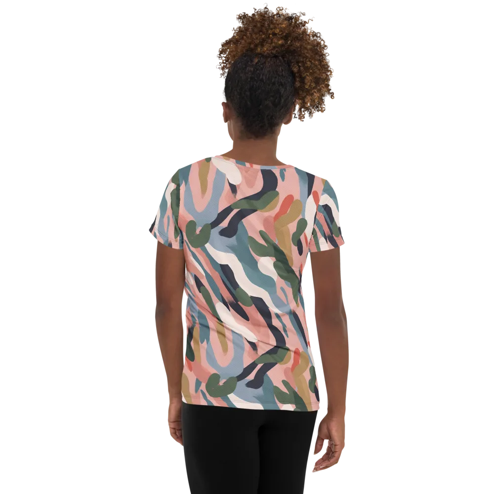 Blush Current on Women's Athletic T-Shirt — Back