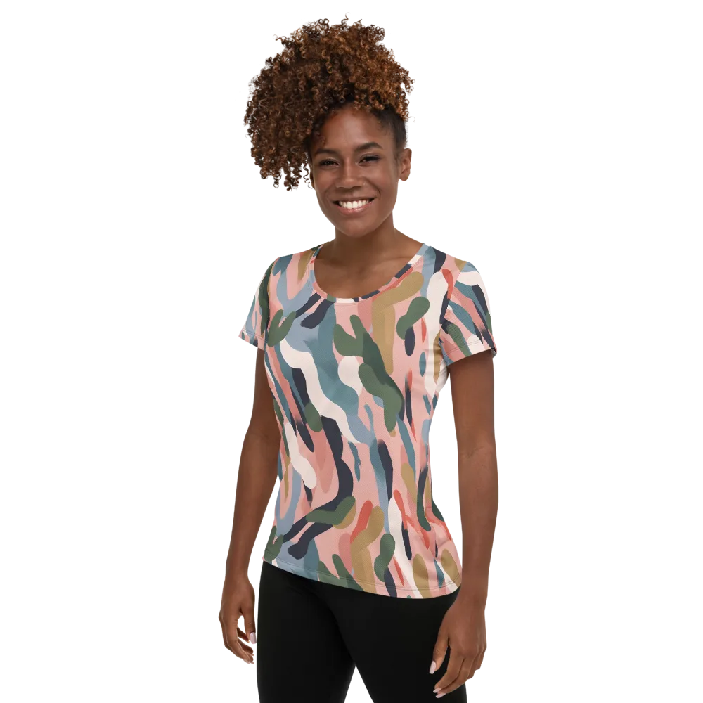 Blush Current on Women's Athletic T-Shirt — Left