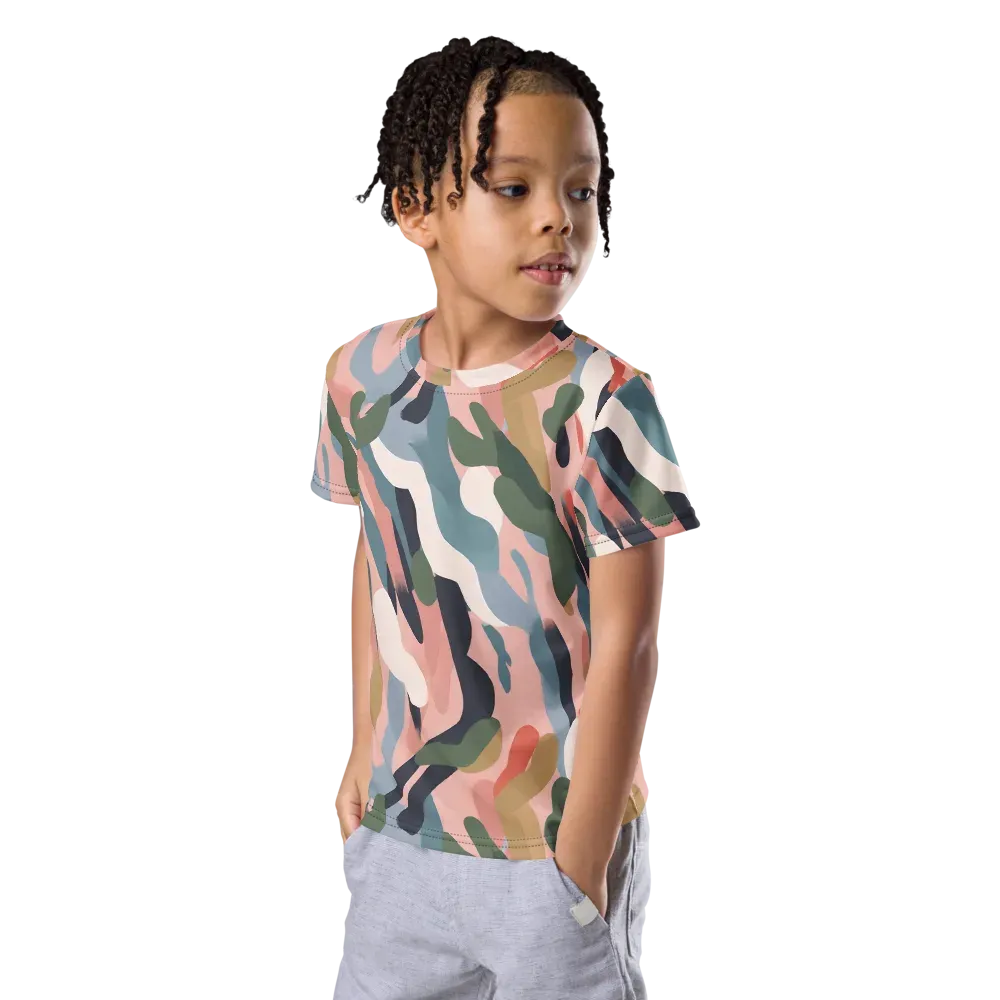 Blush Current on Kids Crew Neck T-Shirt — Left Front