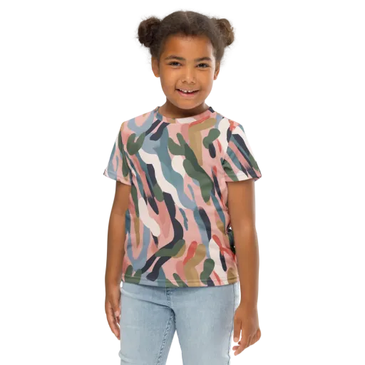 Blush Current on a Kids Crew Neck T-Shirt