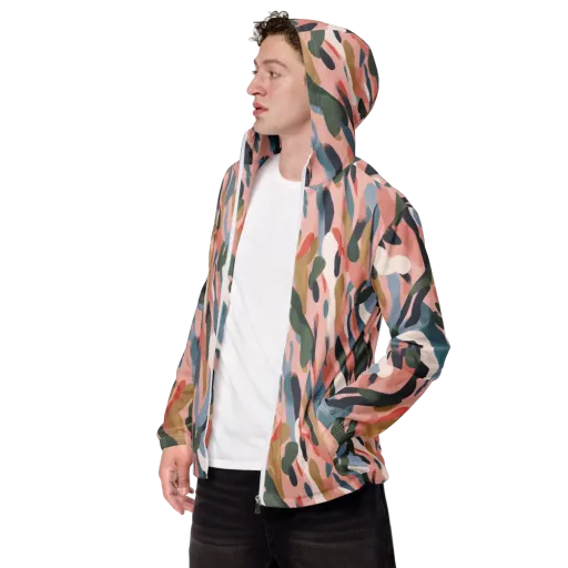 Blush Current on a Men's Windbreaker