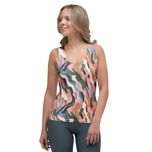 Blush Current on a Women's Tank Top