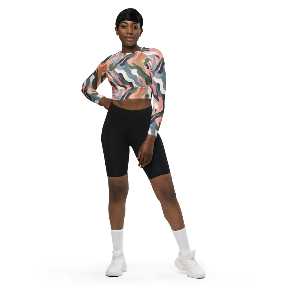 Blush Current on Long Sleeve Crop Top — Front