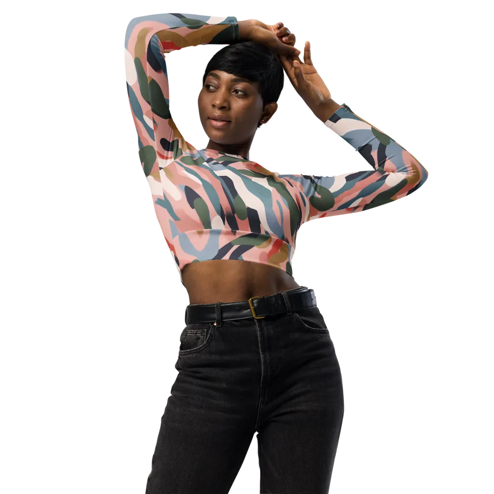 Blush Current on Long Sleeve Crop Top — Front