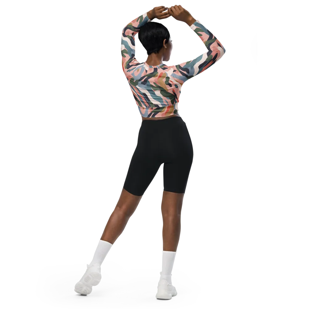 Blush Current on Long Sleeve Crop Top — Back