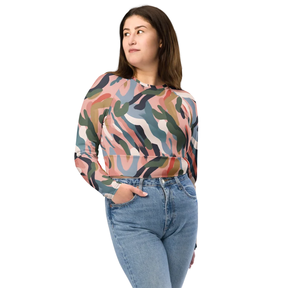 Blush Current on Long Sleeve Crop Top — Front