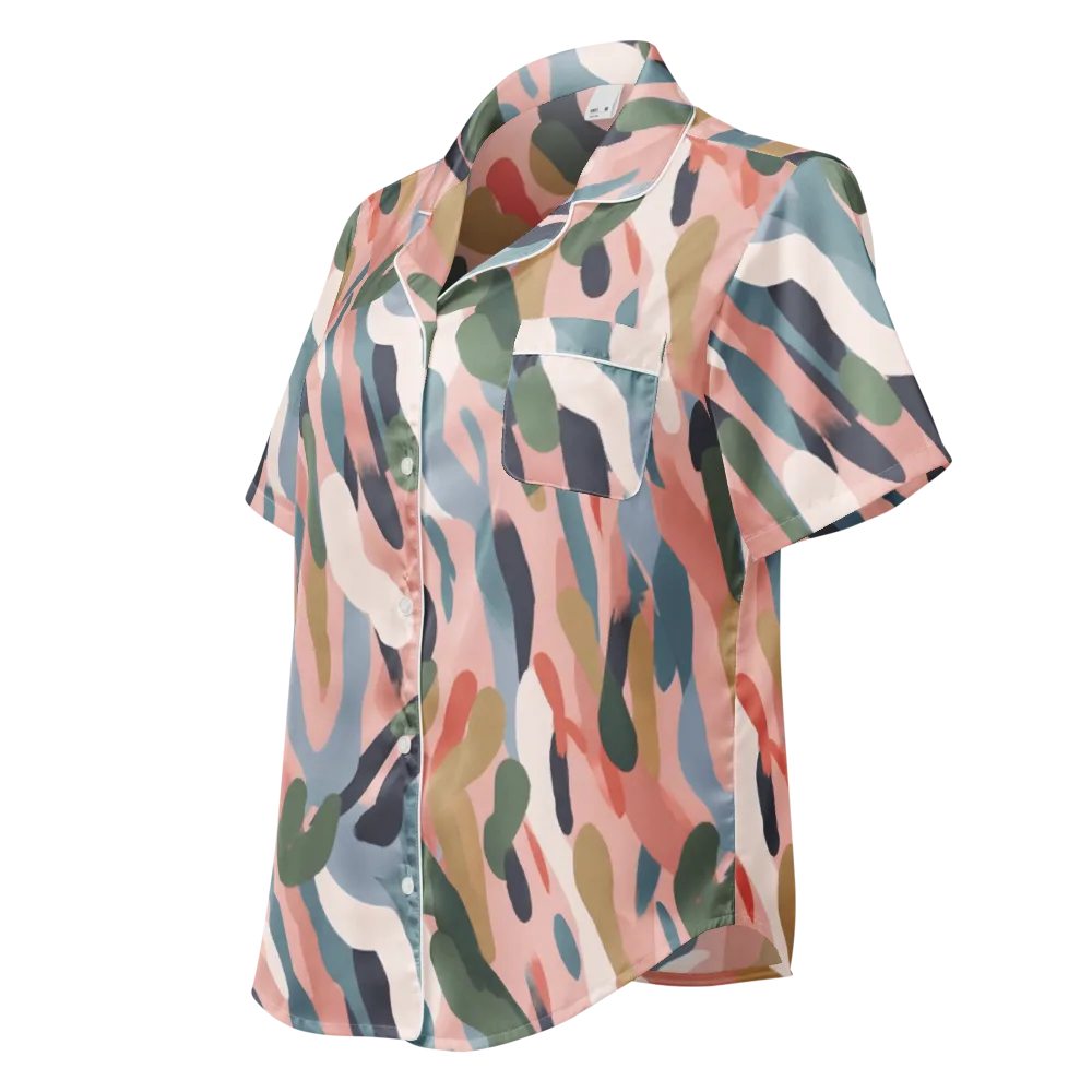 Blush Current on Women's Short Sleeve Pajama Top — Left Front