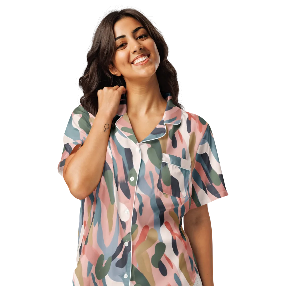 Blush Current on Women's Short Sleeve Pajama Top — Front