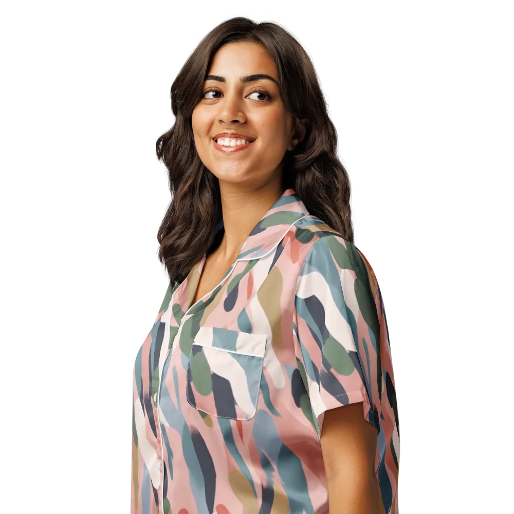 Blush Current on Women's Short Sleeve Pajama Top — Left Front