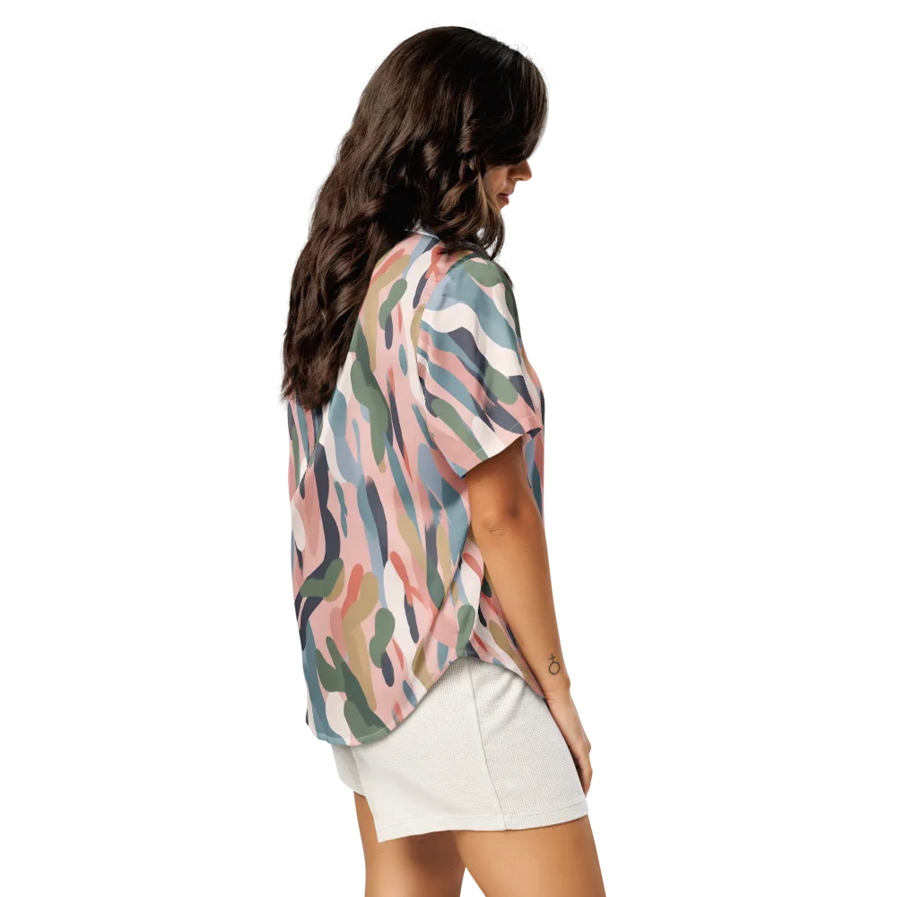 Blush Current on Women's Short Sleeve Pajama Top — Right Back