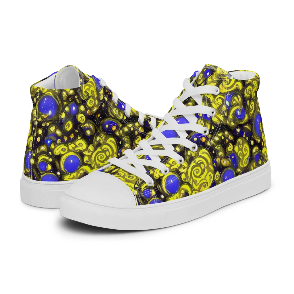 Electric Citrine on Men's High Top Canvas Shoes — Left