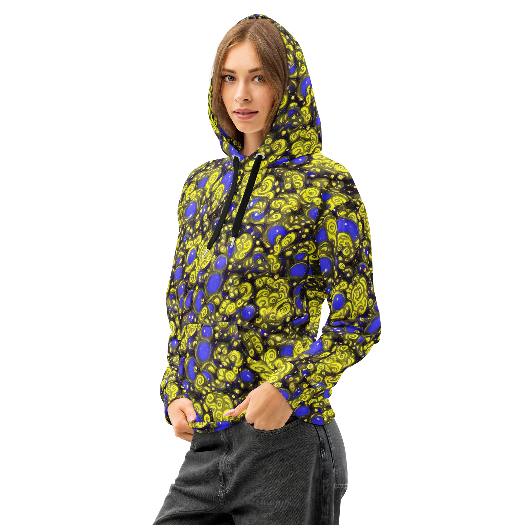 Electric Citrine on Cotton Hoodie — Left Front