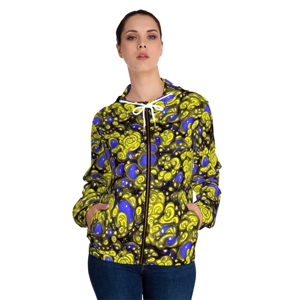 Electric Citrine on Women's Full-Zip Hoodie — Front On Person