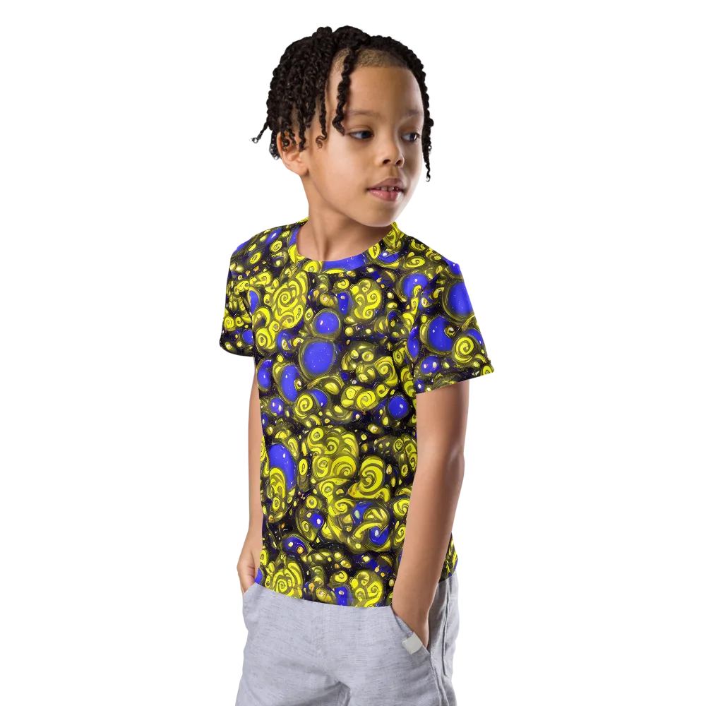 Electric Citrine on Kids Crew Neck T-Shirt — Left Front
