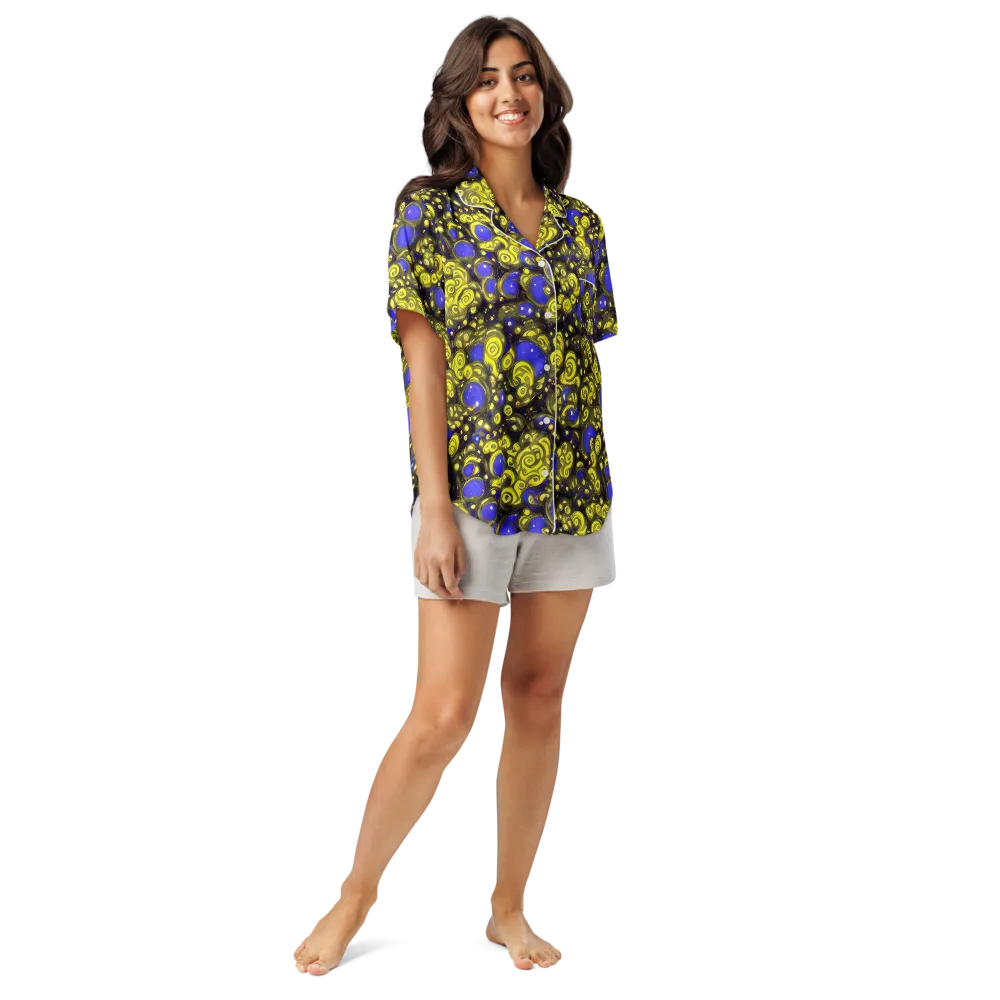 Electric Citrine on Women's Short Sleeve Pajama Top — Front