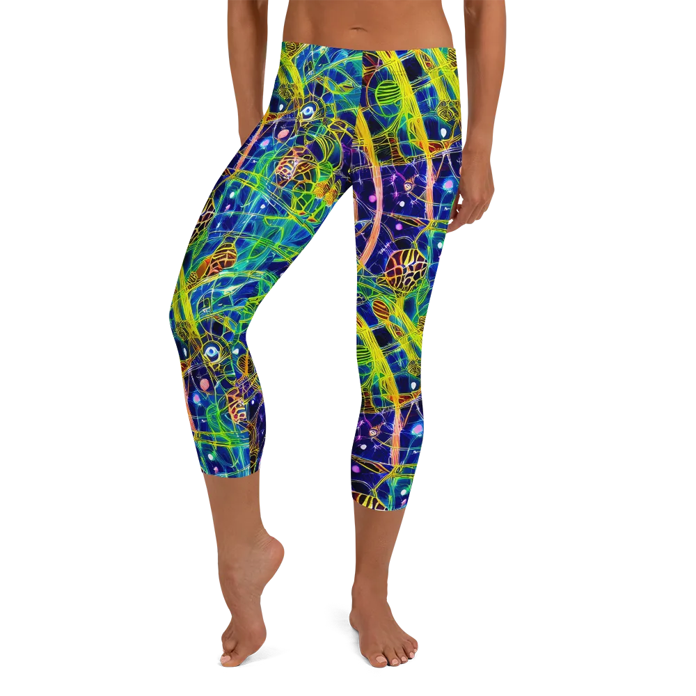 Prismatic Undergrowth on Capri Leggings — Front
