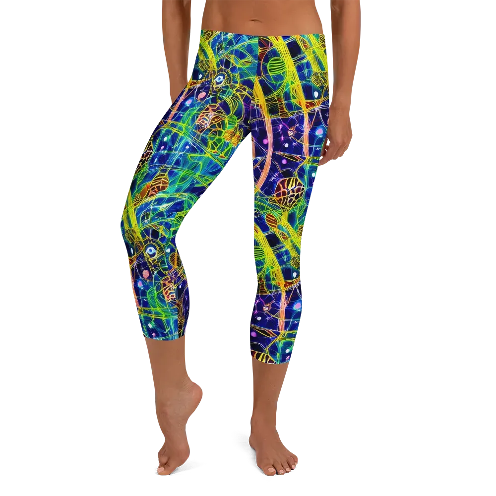 Prismatic Undergrowth on Capri Leggings — Front