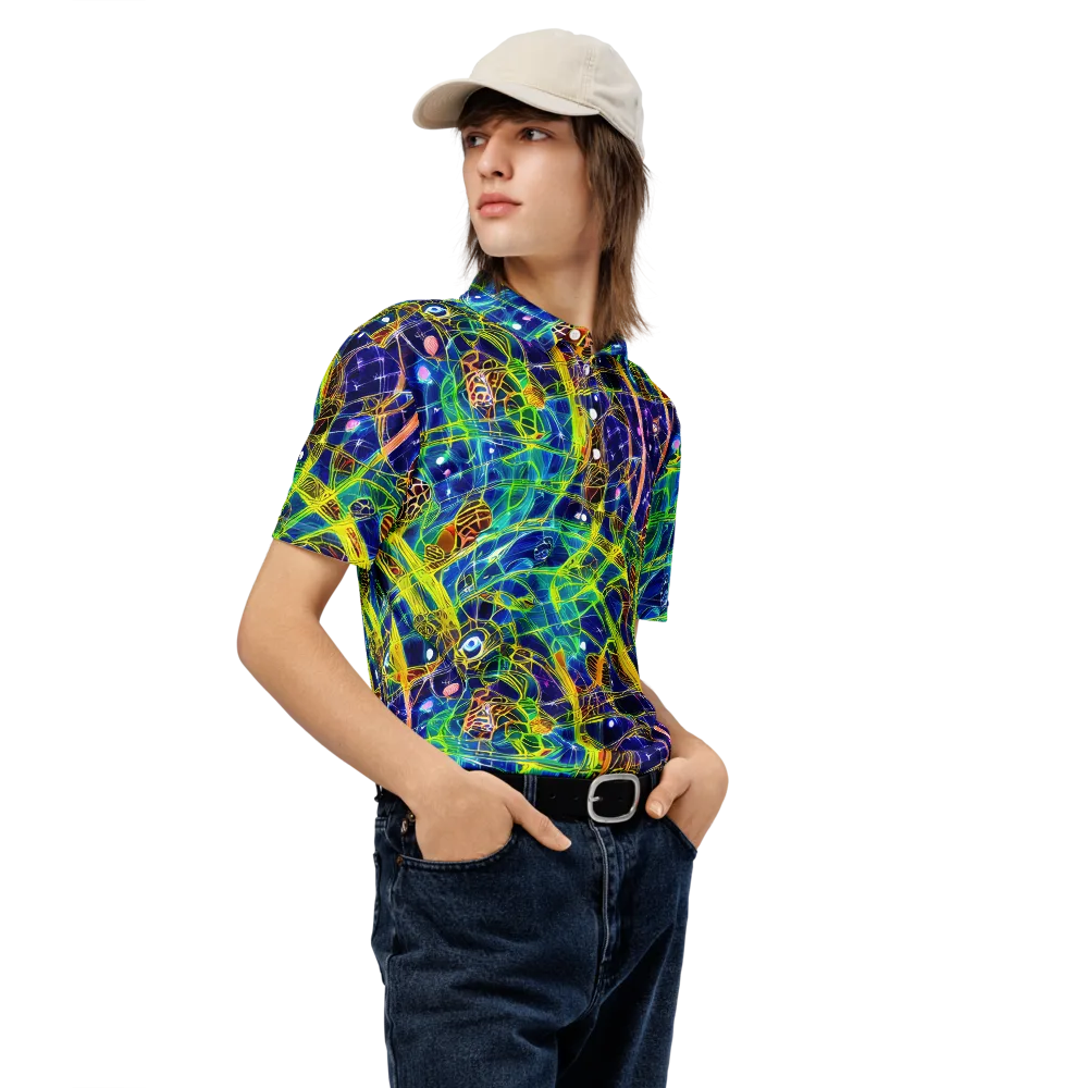 Prismatic Undergrowth on Men's Slim Fit Polo Shirt — Right Front