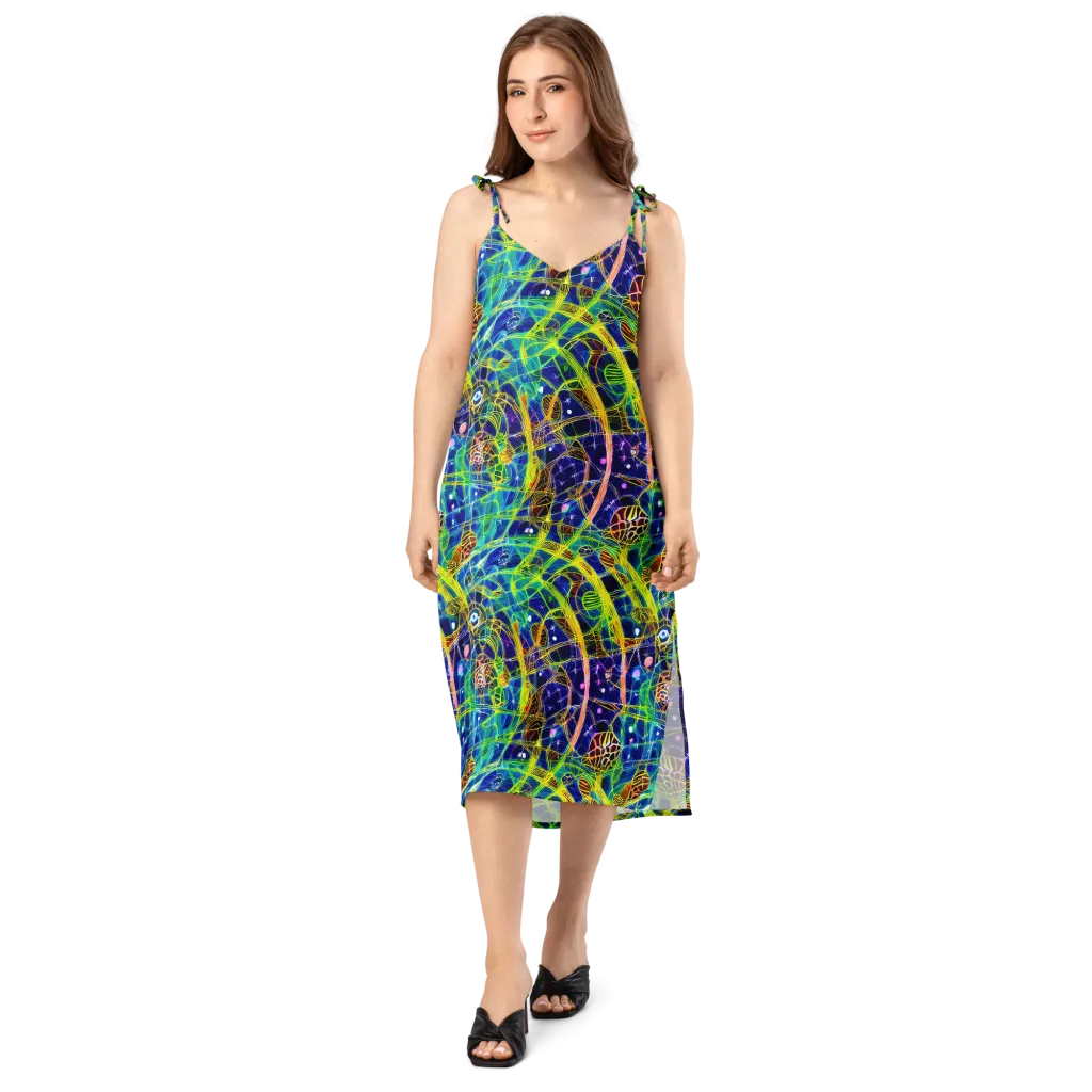 Prismatic Undergrowth on Slip Dress — Front