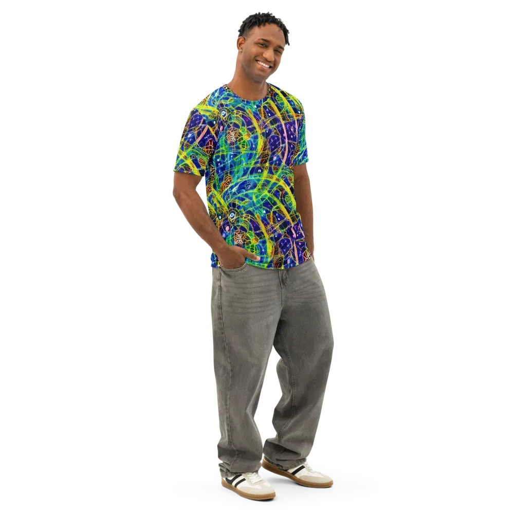 Prismatic Undergrowth on Men's Cotton Crew Neck T-Shirt — Right Front