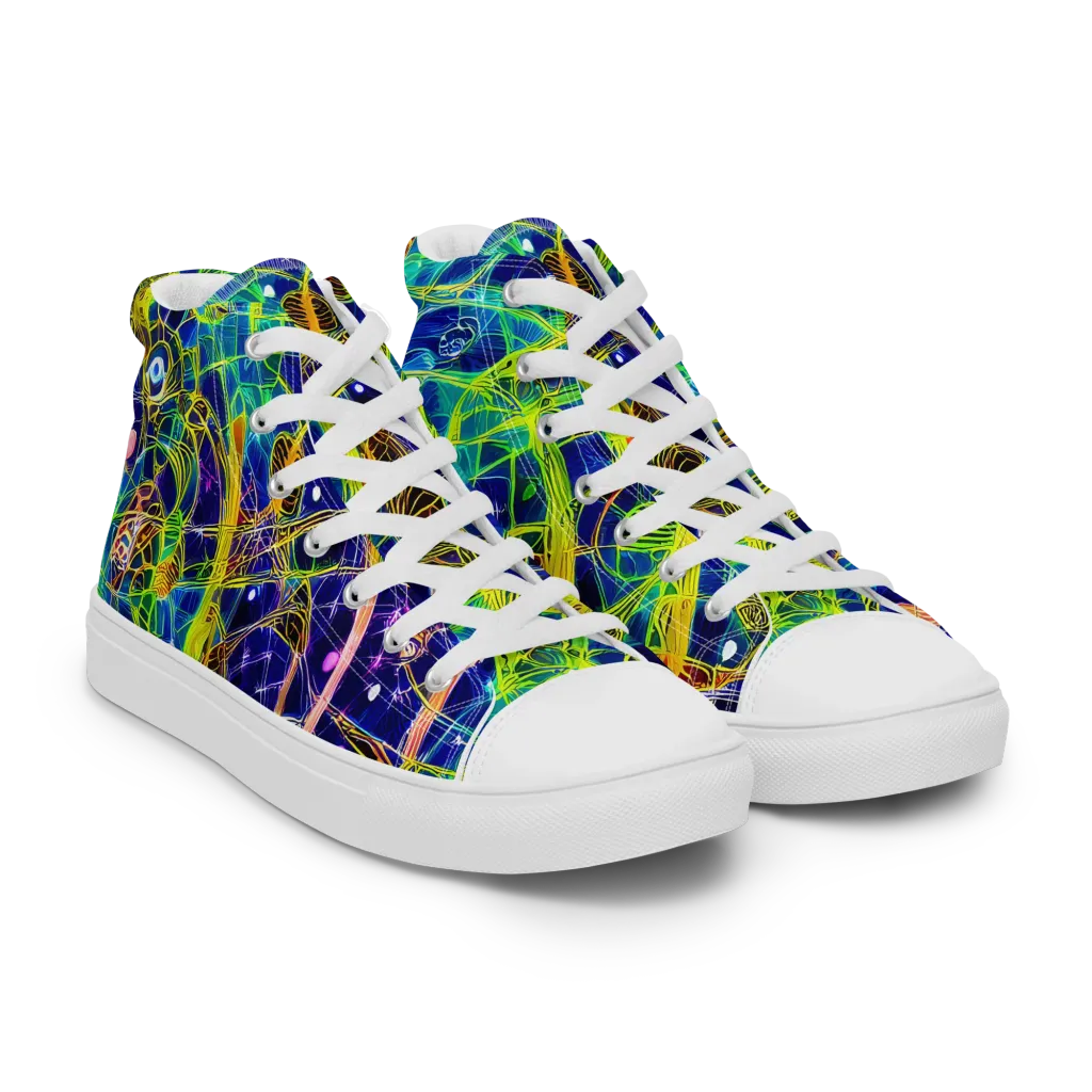 Prismatic Undergrowth on Men's High Top Canvas Shoes — Right Front