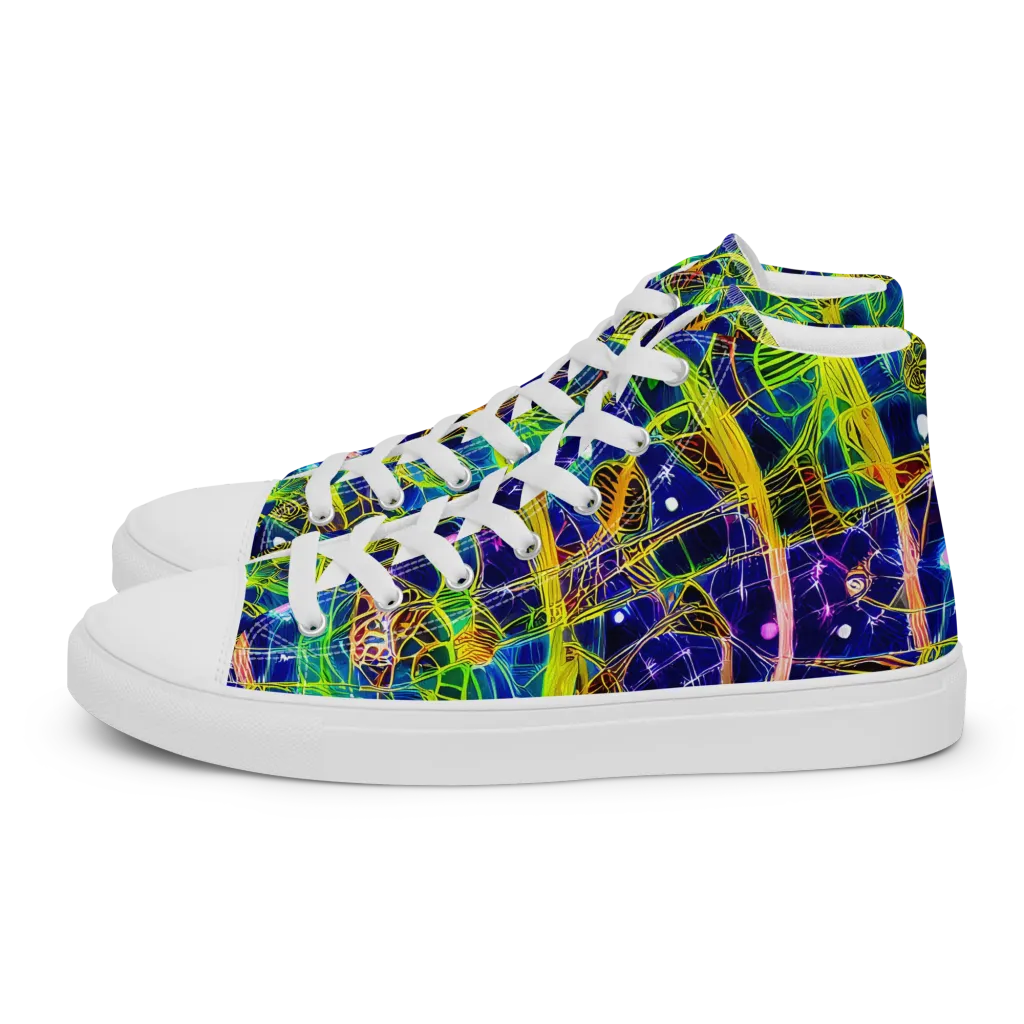 Prismatic Undergrowth on Men's High Top Canvas Shoes — Left