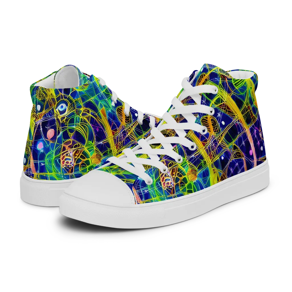 Prismatic Undergrowth on Men's High Top Canvas Shoes — Left