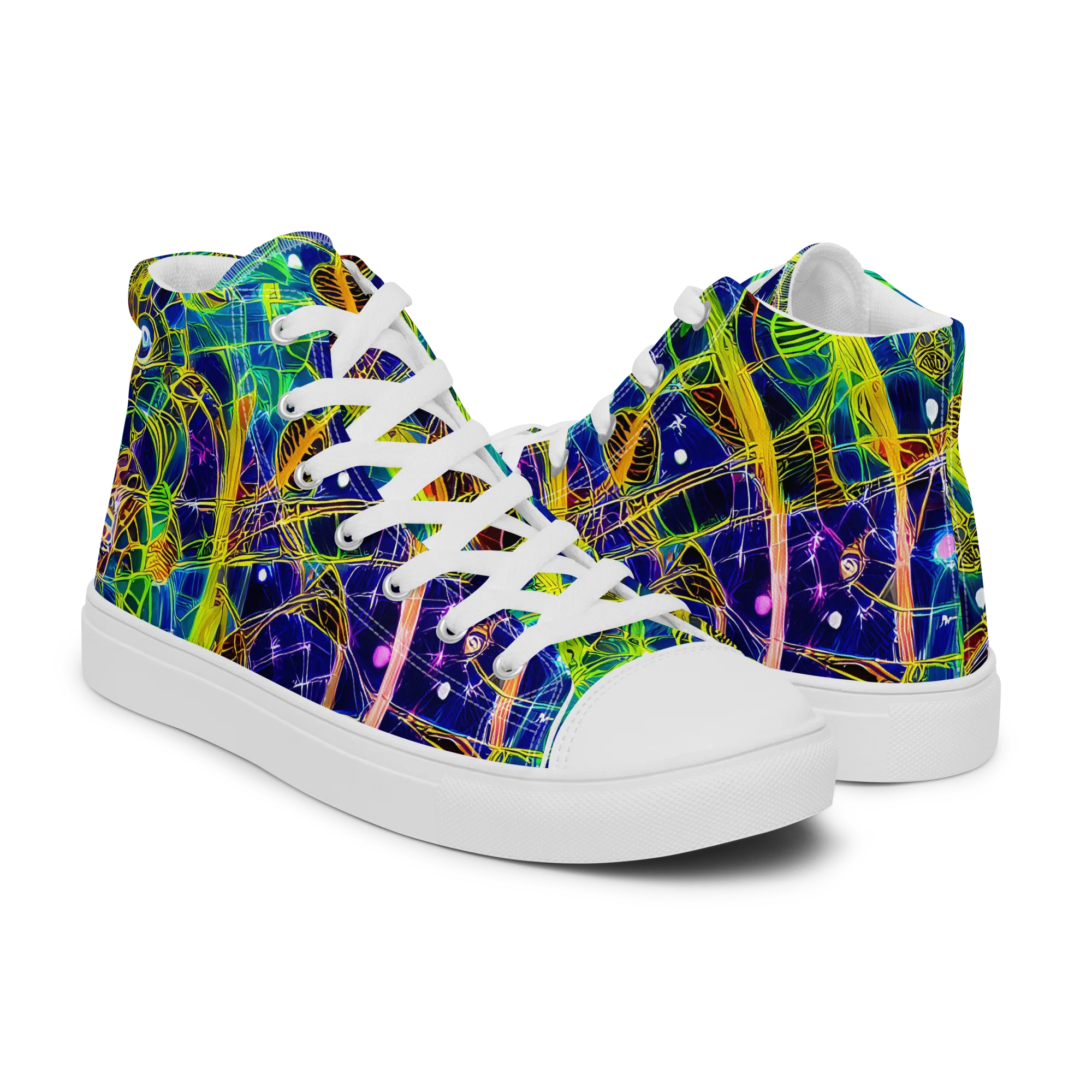 Prismatic Undergrowth on Men's High Top Canvas Shoes — Right