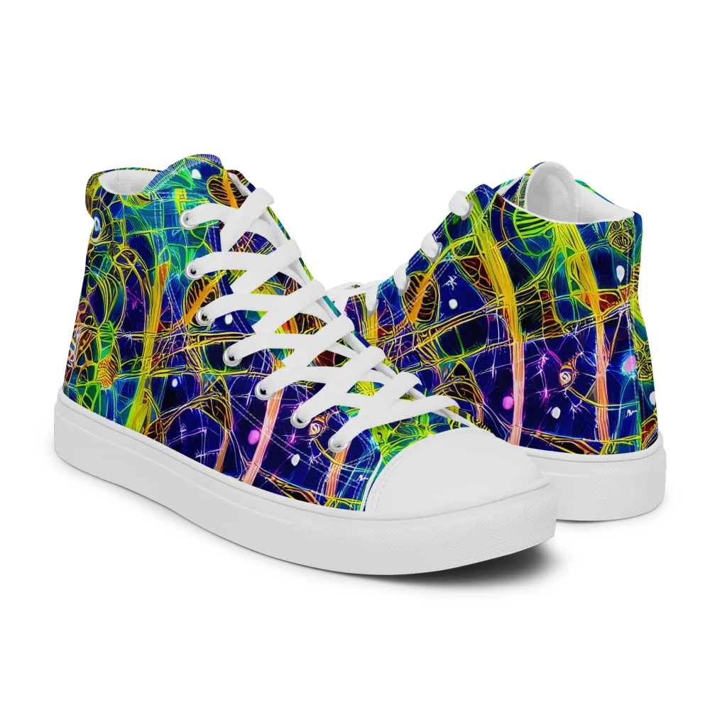 Prismatic Undergrowth on Men's High Top Canvas Shoes — Right