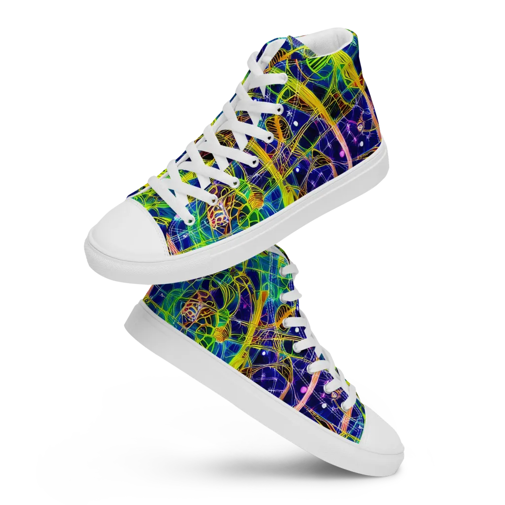 Prismatic Undergrowth on Men's High Top Canvas Shoes — Front