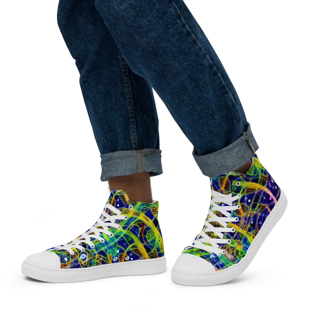 Prismatic Undergrowth on Men's High Top Canvas Shoes — Left